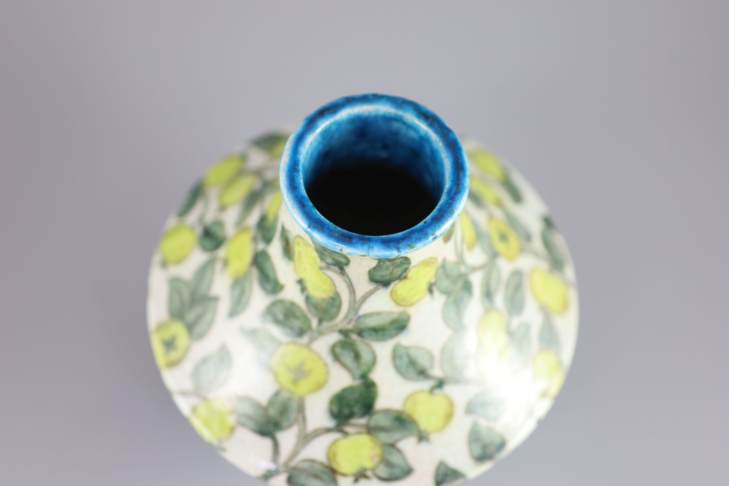 A William de Morgan tin glazed earthenware vase, early Fulham period, c.1890, 20cm high, small foot chips